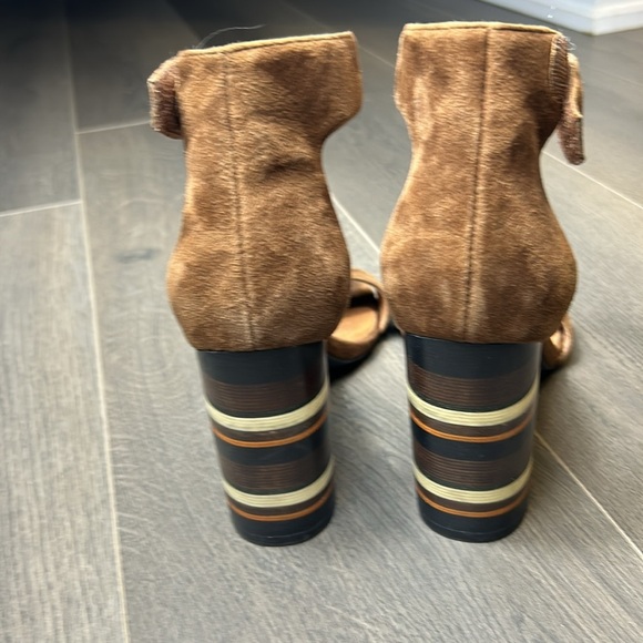 Jeffrey Campbell Lindsay Open Toe Brown Suede Striped Heels Size 9 - Picture 4 of 13